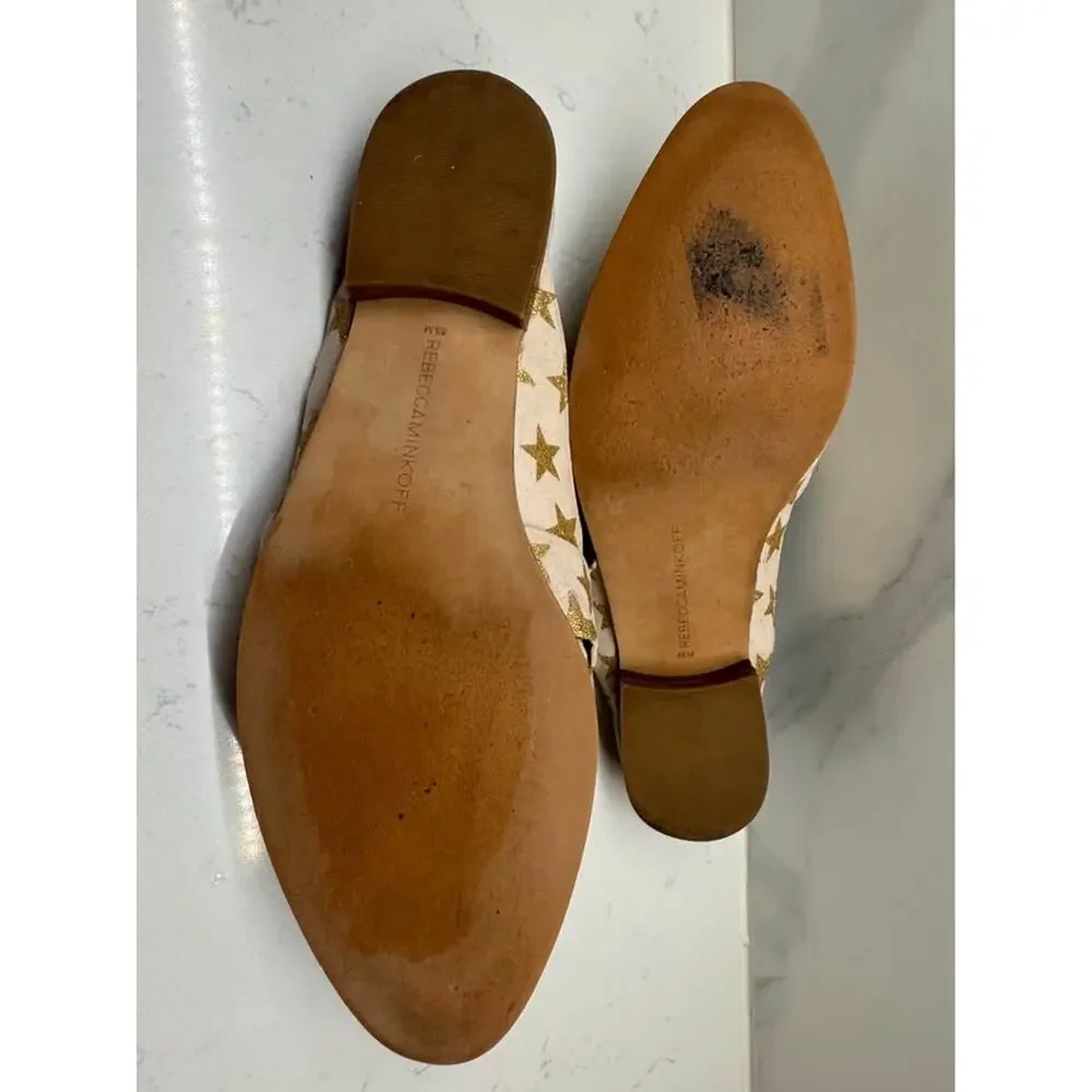 Rebecca Minkoff Women’s Size 8.5 Mika Gold Glitter Star Suede Mule Loafers